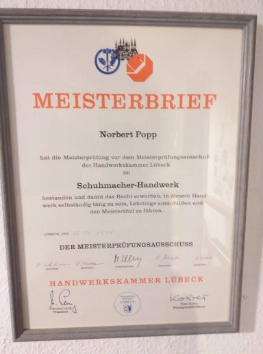 Meisterbrief Norbert Popp